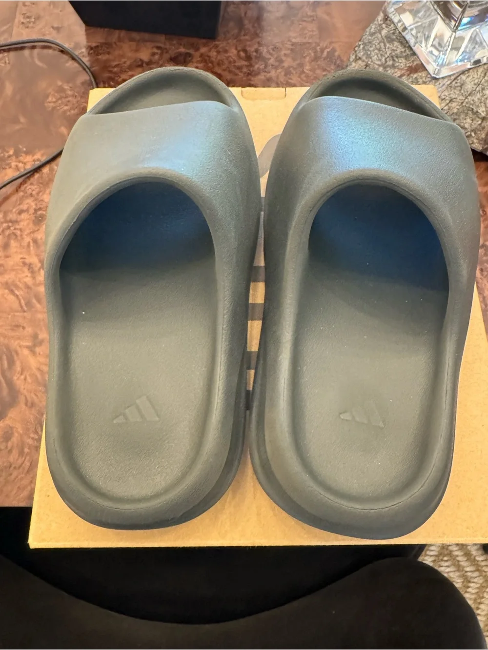 adidas Kids Black YZY-Style Foam Slide Sandals SZ5